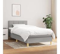 vidaXL Lit à sommier tapissier et matelas Gris clair 90x190 cm Tissu Gris