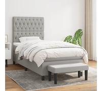 Vidaxl Lit À Sommier Tapissier Et Matelas Gris Clair 90x190 Cm Tissu Gris