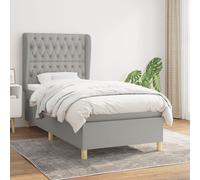 Vidaxl Lit À Sommier Tapissier Et Matelas Gris Clair 90x190 Cm Tissu Gris