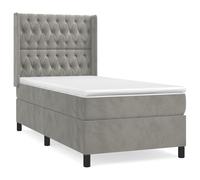 Vidaxl Lit À Sommier Tapissier Et Matelas Gris Clair 90x190 Cm Velours Gris