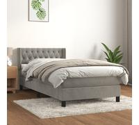Sommier à Lattes de Lit et Matelas Rembourré Gris Clair 90x190 cm Velours vidaXL