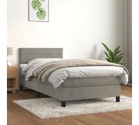 Vidaxl Lit À Sommier Tapissier Et Matelas Gris Clair 90x190 Cm Velours Multicolore