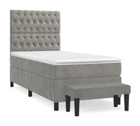 Vidaxl Lit À Sommier Tapissier Et Matelas Gris Clair 90x200 Cm Velours Gris