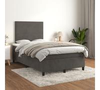 Sommier à Lattes de Lit avec Matelas, Lit Rembourré, Lit Double, Lit Adulte de Chambre à Coucher Intérieur, Moderne, Gris Foncé 120x200cm Velours