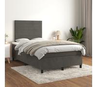 Vidaxl Lit À Sommier Tapissier Et Matelas Gris Foncé 120x200cm Velours Gris