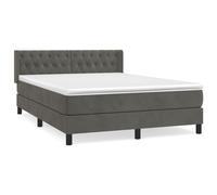 vidaXL Lit à sommier tapissier et matelas Gris foncé 140x190cm Velours