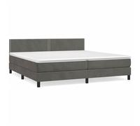 Vidaxl Lit À Sommier Tapissier Et Matelas Gris Foncé 200x200cm Velours Gris