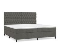 vidaXL Lit à sommier tapissier et matelas Gris foncé 200x200cm Velours Gris