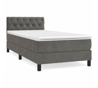 Vidaxl Lit À Sommier Tapissier Et Matelas Gris Foncé 80x200 Cm Velours Multicolore