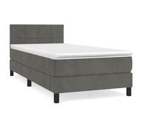 Vidaxl Lit À Sommier Tapissier Et Matelas Gris Foncé 80x200 Cm Velours Multicolore