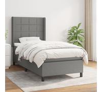 Boxspring met matras stof donkergrijs 90x190 cm3131394