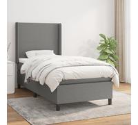 Vidaxl Lit À Sommier Tapissier Et Matelas Gris Foncé 90x190 Cm Tissu Gris