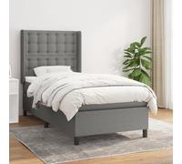 Vidaxl Lit À Sommier Tapissier Et Matelas Gris Foncé 90x190 Cm Tissu Gris