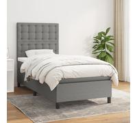 Vidaxl Lit À Sommier Tapissier Et Matelas Gris Foncé 90x190 Cm Tissu Gris