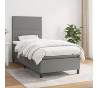 Vidaxl Lit À Sommier Tapissier Et Matelas Gris Foncé 90x190 Cm Tissu Multicolore