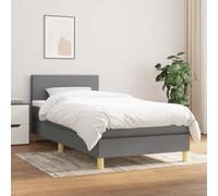 Vidaxl Lit À Sommier Tapissier Et Matelas Gris Foncé 90x190 Cm Tissu Multicolore