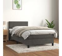 3141162 vidaXL Lit à sommier tapissier et matelas Gris foncé 90x200 cm Velours