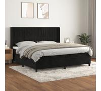 vidaXL Lit à sommier tapissier et matelas Noir 200x200 cm Velours
