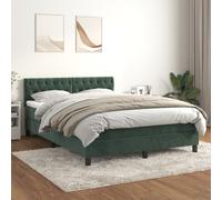 vidaXL Lit à sommier tapissier et matelas Vert foncé 140x200cm Velours