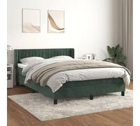 vidaXL Lit à sommier tapissier et matelas Vert foncé 140x200cm Velours