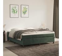 Vidaxl Lit À Sommier Tapissier Et Matelas Vert Foncé 160x200cm Velours Multicolore