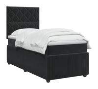 vidaXL Lit à sommier tapissier LED avec matelas Noir 90 x 190 cm Velours | La bande LED intégrée crée une atmosphère cool dans la chambre à coucher, accès facile au rangement sous le lit,