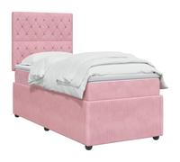 vidaXL Lit à sommier tapissier LED avec matelas Rose 100 x 200 cm Velours | La bande LED intégrée crée une atmosphère cool dans la chambre à coucher, accès facile au rangement sous le lit,