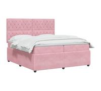 vidaXL Lit à sommier tapissier LED avec matelas Rose 200 x 200 cm Velours | La bande LED intégrée crée une atmosphère cool dans la chambre à coucher, accès facile au rangement sous le lit,