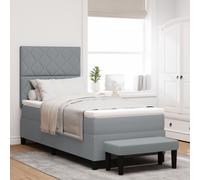Vidaxl Lit Avec Matelas & Banc Gris Clair 100x200 Cm Tissu Gris