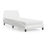 Vidaxl Lit Avec Matelas Blanc 90x190 Cm Similicuir Blanc