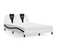 Vidaxl Lit Avec Matelas Blanc Et Noir 140x200 Cm Similicuir Multicolore