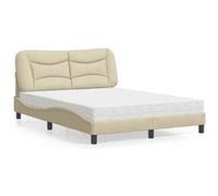 Lit avec matelas crème 120x200 cm tissu, meuble de chambre à coucher, lit double, cadre de lit incurvé, sommier, lit 3208525