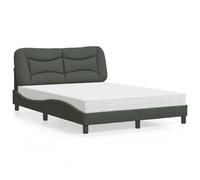 vidaXL Lit avec matelas gris foncé 140x200 cm tissu