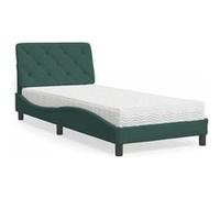 Vidaxl Lit Avec Matelas Vert Foncé 90x200 Cm Velours Vert