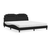 Vidaxl Lit Avec Matelas Noir 180x200 Cm Similicuir Noir
