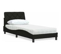 vidaXL Lit avec matelas noir 90x190 cm tissu 3310708 Noir