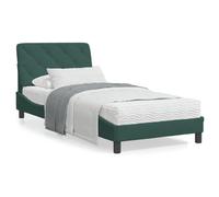 Vidaxl Lit Avec Matelas Vert Foncé 90x200 Cm Velours Vert