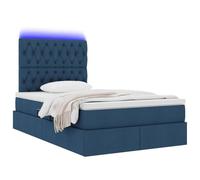 vidaXL Lit avec Rangement et LED avec LED Bleu 120 x 190 cm Polyester, Lit de Rangement rectangulaire Moderne, avec levée hydrauliques, Cadre métal, lumière LED en Dessous