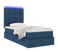 vidaXL Lit avec Rangement et LED avec LED Bleu 90 x 190 cm Polyester, Lit de Rangement rectangulaire Moderne, avec levée hydrauliques, Cadre métal, lumière LED en Dessous