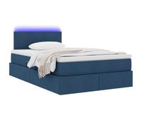 vidaXL Lit avec Rangement et LED avec Matelas Bleu 120 x 190 cm Tissu, Chambre Moderne, lit rectangulaire, Rangement Pratique, Cadre LED, éclairage USB, Matelas Medium Confortable
