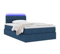 vidaXL Lit avec Rangement et LED avec Matelas Bleu 120 x 190 cm Tissu, Chambre Moderne, lit rectangulaire, Rangement Pratique, Cadre LED, éclairage USB, Matelas Medium Confortable