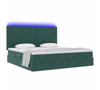 vidaXL Lit avec Rangement et LED Vert foncé 200 x 200 cm Velours, Lit Moderne, rectangulaire en Velours, Espace de Rangement LED sous Le lit, Ensemble Matelas et Cadre, mobilier Chic