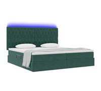 vidaXL Lit avec Rangement et LED Vert foncé 200 x 200 cm Velours, Lit Moderne, rectangulaire en Velours, Espace de Rangement LED sous Le lit, Ensemble Matelas et Cadre, mobilier Chic