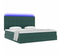 vidaXL Lit avec Rangement et LED Vert foncé 200 x 200 cm Velours, Lit Moderne, rectangulaire en Velours, Espace de Rangement LED sous Le lit, Ensemble Matelas et Cadre, mobilier Chic