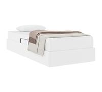 vidaXL Lit 2 pcs avec matelas – cuir blanc – lit moderne réglable & rangement sous lit