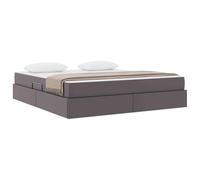 vidaXL Lit avec rangement sous le lit et matelas, 2 pcs cuir gris, lit moderne réglable