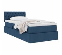 vidaXL Lit avec Rangement et Matelas avec Matelas Bleu 100 x 200 cm, Lit Moderne rectangulaire, lit à élévation hydraulique, tête en Polyester, Meuble Gain de Place pour Rangement Pratique