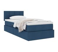 vidaXL Lit avec Rangement et Matelas avec Matelas Bleu 90 x 190 cm, Lit Moderne rectangulaire, lit à élévation hydraulique, tête en Polyester, Meuble Gain de Place pour Rangement Pratique