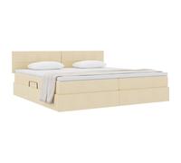 vidaXL Lit avec Rangement et Matelas avec Matelas Crème 200 x 200 cm, Lit Moderne rectangulaire, lit à élévation hydraulique, tête en Polyester, Meuble Gain de Place pour Rangement Pratique