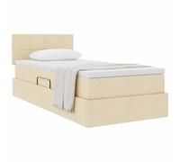 vidaXL Lit avec Rangement et Matelas avec Matelas Crème 90 x 190 cm, Lit Moderne rectangulaire, lit à élévation hydraulique, tête en Polyester, Meuble Gain de Place pour Rangement Pratique